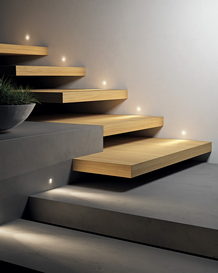 Faretto LED Da Incasso Per Scale EMOS - Esterno/IP65, 1.5W, 4000K, 65lm, 8x8cm - Illuminazione Gradini